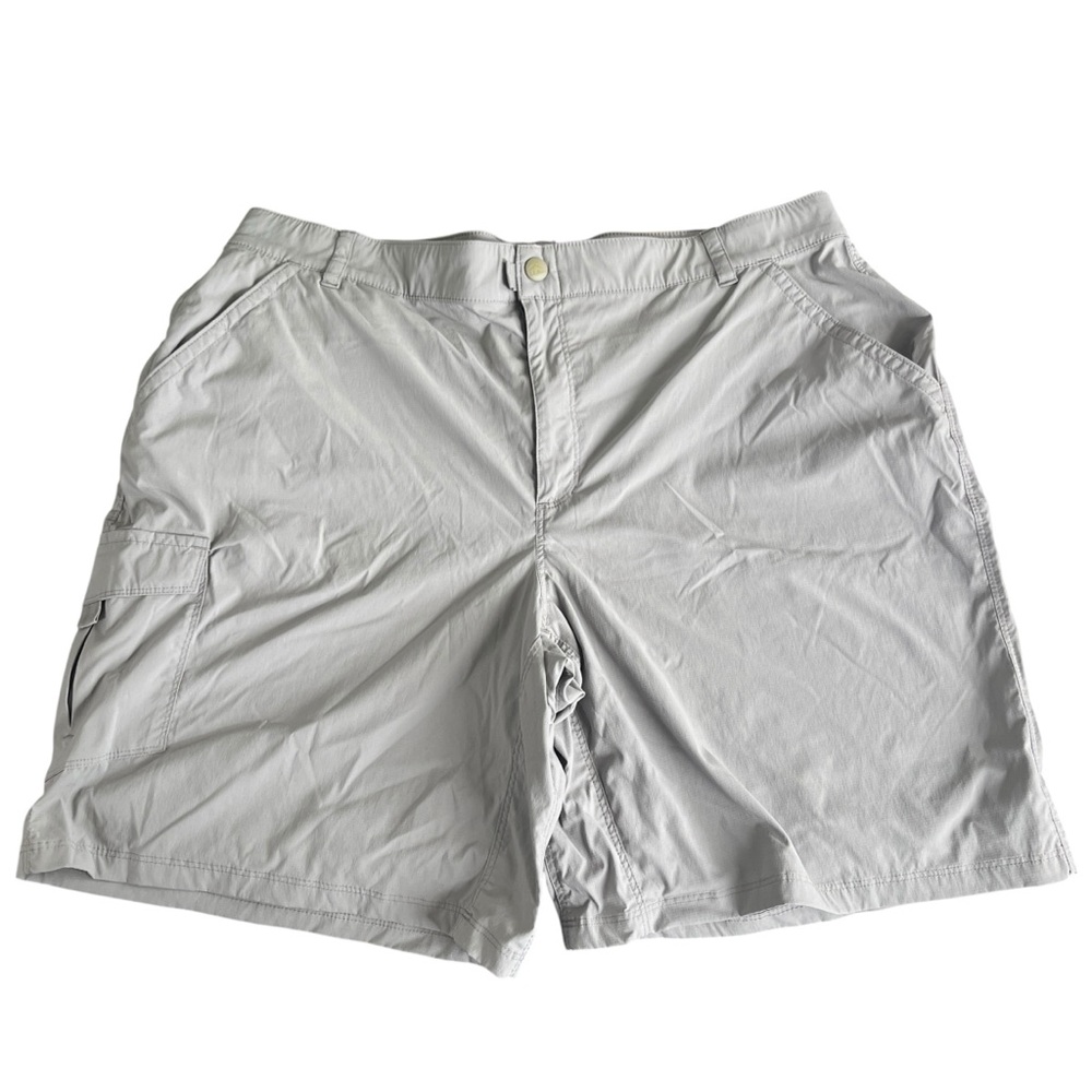 LL Bean Hiking Cargo Shorts Light Gray Lightweight Neutral Nylon Size XL